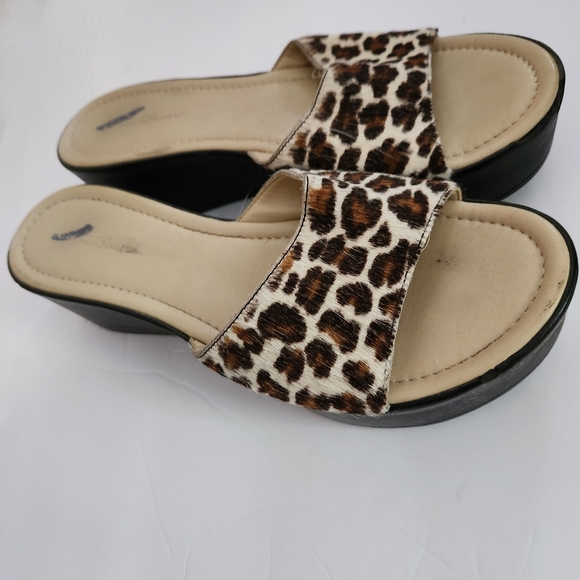 Eddie Bauer Slide Wedge Animal Print Pony Hair shoe Size 9M #1064 - Picture 3 of 12
